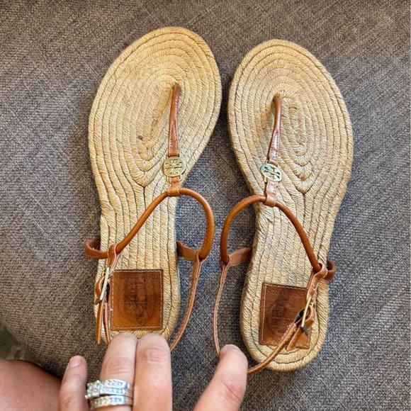 TORY BURCH gorgeous espadrille leather sandals. Brown/tan. Excellent condition. - Picture 8 of 11